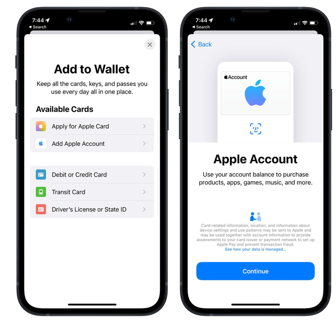 孟村苹果手机维修分享iOS 15.5钱包App如何添加 Apple 账户 